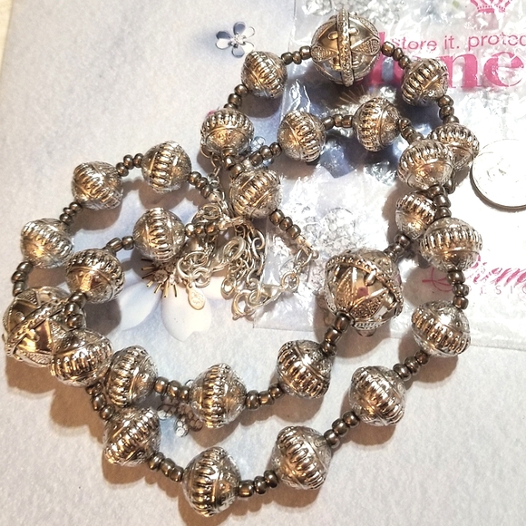 NEW Premier Designs Double Strand Silver Bead Necklace - Picture 4 of 7